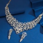 Luxury Pink Crystal Flower Jewelry Set Gold Plated Rhinestone Necklace & Earrings for Women Wedding Party Prom Accessories - Image 3