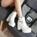 Women's Ankle Boots Women Platform High Heels Fashion Buckle Side Zipper Autumn Winter Women's Ankle Boots Size 33-43 - Image 5