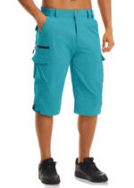 Men's Cargo Work Shorts Quick Dry 3/4 Length Capri Pants Multi-pockets Knee Length Trousers Summer Board Beach Shorts - Image 29