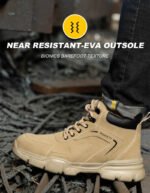 Men's & Women's Brown High-top PU Water Repellent Lightweight Anti-smash Anti-puncture Comfortable Wear Resistant Industrial Construction Work Safety Boots - Image 16