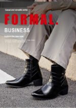 Luxury Men Boots Leather Chelsea Boots High Top Buckle Strap Formal Shoes Black British Style Ankle Boots Pointed Toe Brown Boot - Image 8