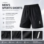 One Size Men Polyester Quick Dry Athletic Shorts Elastic Drawstring Zipper Pockets Jogging Workout Running Sport Shorts - Image 7