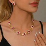Luxury and High-End Retro Gemstone Necklace Earrings, Bride's Wedding Banquet Jewelry Set, Date, Birthday, Dinner Party - Image 6