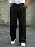 Men's High Waist Double Pleated Wide Leg Dress Pants Draping Wrinkle Resistant Breathable Textured Fabric Trousers for Office Wo - Image 4
