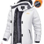 TACVASEN Winter Fleece Lined Hooded Parka Jacket Womens Ski Snowboard Warm Coats Waterproof 5 Zipper Pockets Windbreaker Outwear