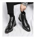 Men Boots Red Sole Handmade Solid Color Lace Up Classic Business Ankle Boots for Men Free Shipping Fashion Mens Shoes - Image 13