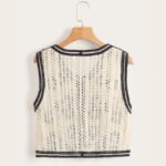 Floral Crochet Waistcoat for Women Sheer Button Front Sleeveless Open-knit Top Teen-girl Summer Boho Vacation Outfit - Image 5