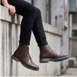 Men's Vintage Combat Boots Lace-Up Cap Toe Ankle Booties with Pull Tab Non-Slip Sole - Image 9