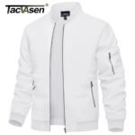 TACVASEN Men's Flight Jacket Summer Autumn Thin Lightweight Casual Windbreaker Multi-pockets Full Zip Up Varsity Baseball Jacket