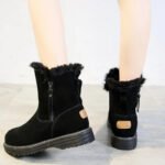 European and American Minimalist Short Boots 2023 Winter New Product Plush Warm Snow Boots Women's Flat Bottomed Short Boots - Image 5
