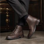 CAPTAIN ANKLE BOOTS Men's Vintage Combat Boots Lace-Up Cap Toe Ankle BOOTS - Image 14