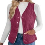 Women's Warm Vest Lightweight Slim Short Single-Breasted Cold-Proof Vests Winter Outdoor Sports Hiking Vests with Pockets - Image 2