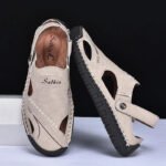 New Handmade Summer Sandals Men Breathable Leather Shoes Man Outdoor Men Sandals Antiskid Beach Sandals Hollow Shoes Fashion - Image 5