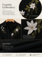 2026 New Fashion Trend Women's Embroidered Shirt, Bohemian Style with Floral and Botanical Embroidery, Loose Long-Sleeve Stand-Up Collar Shirt, Perfect for Spring and Autumn Outings and Casual Wear - Image 4