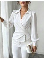 Fashion women Blouses and Shirts White Long Sleeve Blouse 2026 New Spring Autumn Basic Tops Chic Women's Shirt for Women office