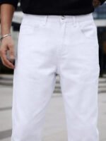 SGIAWETA-Manfinity Homme Men Cotton Solid Straight Leg Jeans Long Washed Light Jean Cargo Plain All White Work Basic Husband Going Out Office Party Vacation Urban-birthdaygift - Image 2
