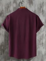 Summer Fashion Men's Short Sleeve Button Down Henley Shirts Casual Solid Beach Shirt - Image 2