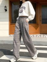 SLTNX 2026 Retro Chic Plaid Pants Women's Loose Pants Fashion Street Casual Pants Office Wear