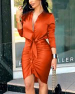 Women Sexy Deep V Neck Mini Dresses Ladies Long Sleeve Party Club Bodycon Dress - Image 4