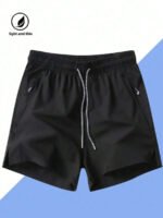 Men's Anti-Lost Drawstring Sports Shorts With Zipper Pockets - Image 9