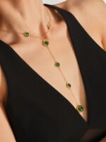 Colorful Long Square Pendant Stainless Steel Necklace for Women Luxury Czech Glass Gold Plated Waterproof Charm Jewelry - Image 3