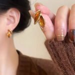 LATS New Korean Arrival Metal Trendy Fresh Lovely Sweet Grey Leaf Stud Earrings for Women 2024 Fashion Jewelry Gifts - Image 4
