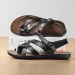 Fashion New Men Gladiators Black Buckle Strap Patent Leather Casual Shoes Summer Rome Breathable Beach Sandals Outdoor Slippers - Image 6
