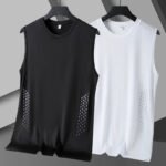 Summer Mesh Men Vest Sleeveless Printed Round Neck Ice Silk Basketball Loose Running Fitness Men Tank Tops T Shirt - Image 3