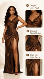 Women Sleeveless High Waist Maxi Dress, Sexy High Slit Bodycon Long Evening Gown, Elegant Party Wedding Guest Vacation Formal Dresses - Image 4