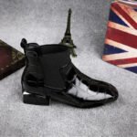 Lacquer Leather Short Boots Women 2024 New Four Seasons British Fashion Plush Comfort Boots Outdoor Walking Casual Shoes - Image 3