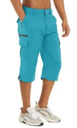 Men's Cargo Work Shorts Quick Dry 3/4 Length Capri Pants Multi-pockets Knee Length Trousers Summer Board Beach Shorts - Image 17