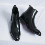 Chelsea Boots for Men Red Sole Pu Ankle Business Round Toe Slip-On Mens Boots Free Shipping Size 38-46 Men Shoes - Image 15