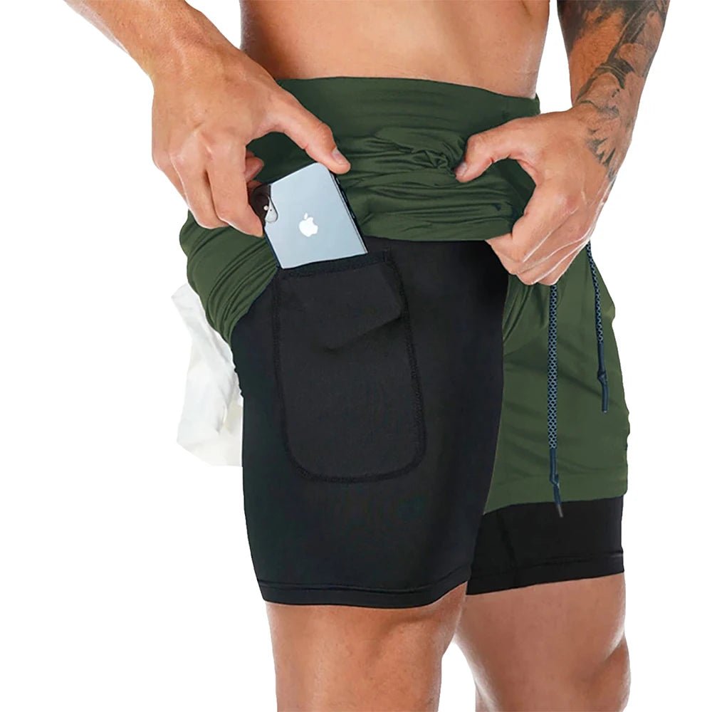S396f41c5833048e6860dae48f426c483X.jpg Men's Fitness Training Shorts,Summer Casual Black 2 In 1 Quick Dry Gym Running Shorts Outdoor Slim Quarter Pants - Image 1