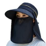 Women Outdoor Riding Anti-UV Sun Hat Foldable Big Brim Hats Neck Face Protection Detachable Mask Sunscreen Breathable Beach Caps - Image 5