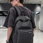 peach tree Men's Backpack, Dual-Compartment Business Backpack, Vintage Floral Print Travel Backpack, School Backpack, Laptop Backpack, Water-Resistant, Large Capacity, Suitable For Back To School, Travel, PU Leather
