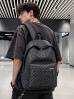 peach tree Men's Backpack, Dual-Compartment Business Backpack, Vintage Floral Print Travel Backpack, School Backpack, Laptop Backpack, Water-Resistant, Large Capacity, Suitable For Back To School, Travel, PU Leather
