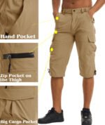 Men's Cargo Work Shorts Quick Dry 3/4 Length Capri Pants Multi-pockets Knee Length Trousers Summer Board Beach Shorts - Image 3