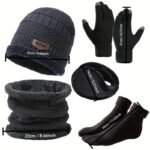 5pcs/set Winter Warmth Combination - Cold Resistant Knitted Hat+Velvet Neck+Thick Gloves+Plush Earmuffs+Snow Socks - Image 4