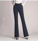 Ladies' business casual pants, comfortable office wear with pockets, elegant regular fit work pants - Image 2