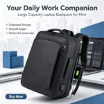 Expandable Men's Business Backpack with Multi-functional Layered Storage, Water-proof & Scratch-resistant Fabric, Separate Laptop Compartment, Convenient USB Charging Design, Perfect for Office Work, Short-distance Business T - Image 4