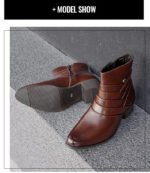 Luxury Men Boots Leather Chelsea Boots High Top Buckle Strap Formal Shoes Black British Style Ankle Boots Pointed Toe Brown Boot - Image 23