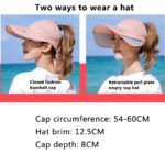 Women's Sun Hat Cycling Breathable Visor Caps Female Scalable Brim Empty Top Baseball Cap Wide Brim Cap UV Protection Beach Hats - Image 3