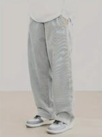 Autumn Mens Corduroy Casual Pants Fashion Loose Fit Pants Straight Sweatpants Elastic Waist Drawstring Outdoor Streetwear - Image 4