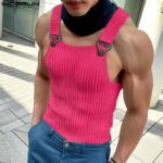 2024 Men's Tank Tops Solid Color Knitted Sleeveless Button Streetwear Casual Vests Summer Fitness Fashion Men Clothing INCERUN - Image 2
