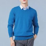 Soft Cashmere Sweater Men's Clothing Autumn Winter Pullover Business Casual Bottom V-neck Knitted Woolen Slim Fit Knitwear Male - Image 2