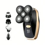Five-Knife-Headed Bald Artifact, Full-Body Water-Washed Electric Razor, Self-Scraping To Remove Hand Residues, Quick Shaving Without Stubble, For Men