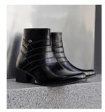 Luxury Men Boots Leather Chelsea Boots High Top Buckle Strap Formal Shoes Black British Style Ankle Boots Pointed Toe Brown Boot - Image 19