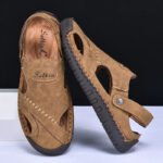 New Handmade Summer Sandals Men Breathable Leather Shoes Man Outdoor Men Sandals Antiskid Beach Sandals Hollow Shoes Fashion - Image 2