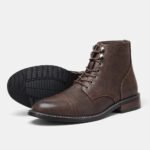 CAPTAIN ANKLE BOOTS Men's Vintage Combat Boots Lace-Up Cap Toe Ankle BOOTS - Image 2
