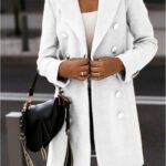 Casual Woolen Coat for Women Long Sleeve Streetwear Korean Fashion Jackets Button Turn Down Collar 2023 New Autumn Winter Coats